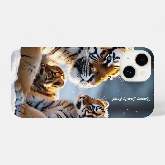 "Winter Retreat der Tigerfamilie" iPhone Hülle (Rückseite (Horizontal))