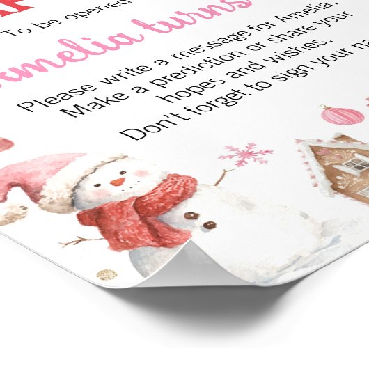 Winter Retro Christmas Birthday Time Capsule Sign Poster (Ecke)