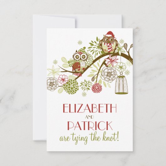 Winter Retro Owells Empfang Card Einladung (Rückseite)