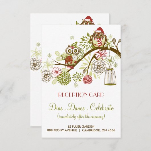 Winter Retro Owells Empfang Card Einladung (Vorne/Hinten)