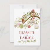 Winter Retro Owls Floral Holiday RSVP Card Einladung (Rückseite)