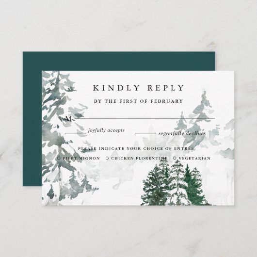 Winter Reverie Meal Choice RSVP Card (Vorne/Hinten)