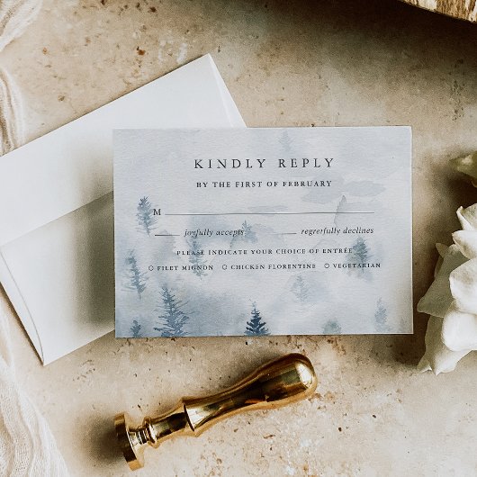Winter Reverie Meal Choice RSVP Card Karte