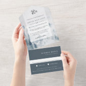 Winter Reverie Monogram Wedding All In One Einladung (Abreißen)