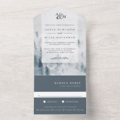 Winter Reverie Monogram Wedding All In One Einladung (Innen Boden)