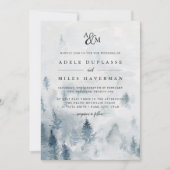Winter Reverie Monogram Wedding Einladung (Vorderseite)