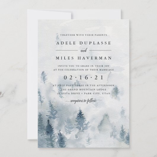 Winter Reverie Wedding Einladung (Vorderseite)