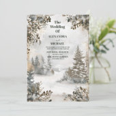 Winter Reverie Wedding Einladung (Stehend Vorderseite)