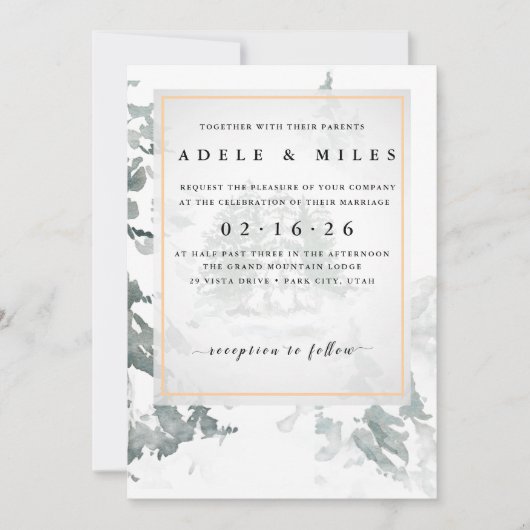 Winter Reverie Wedding Einladung (Vorderseite)