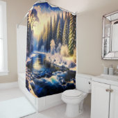 "Winter River at Sunrise" Duschvorhang (Beispiel)