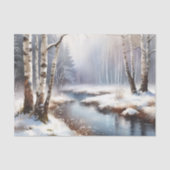 Winter River Birch Trees Decoupage Seidenpapier (Vorderseite)