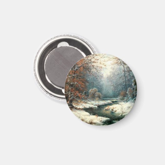 Winter River Landschaft, Magnet (Vorderseite/Rückseite)