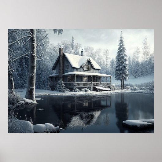 Winter River Landschaft Poster (Vorne)