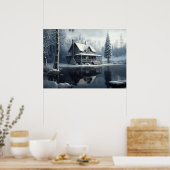 Winter River Landschaft Poster (Küche)
