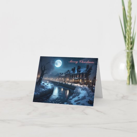 Winter Riverside Walk Weihnachtskarte Feiertagskarte (Vorderseite)