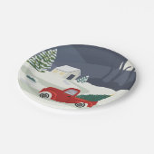 Winter Road Red LKW Weihnachten Pappteller (Schrägansicht)