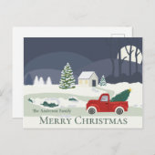 Winter Road Red LKW Weihnachten Postkarte (Vorne/Hinten)