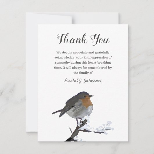 Winter Robin Bird | Beerdigung Danke (Vorderseite)