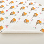 Winter Robin Bird Pattern Wasserfarbe Weihnachten Sherpadecke (3/4)