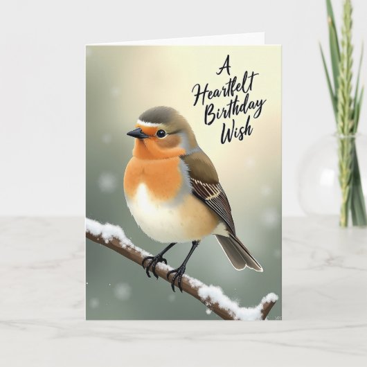 Winter Robin Geburtstagskarte Karte (Vorderseite)