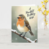 Winter Robin Geburtstagskarte Karte (Gelbe Blume)