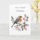 Winter Robin Holly Weihnachtskarte Karte (Gelbe Blume)