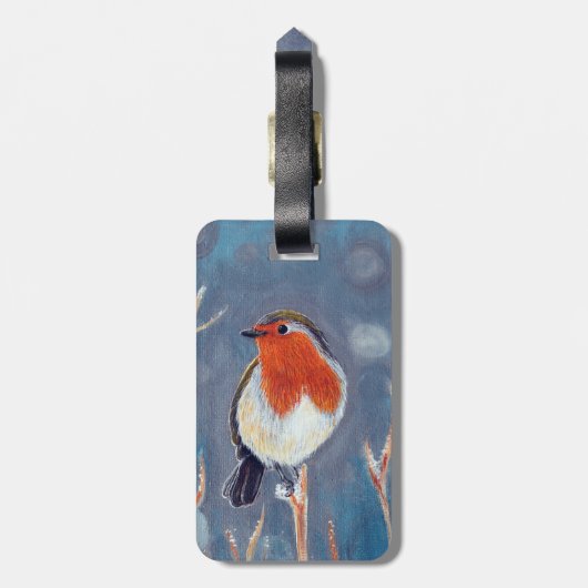 Winter Robin Painting Gepäckanhänger (Rückseite vertikal)