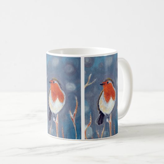 Winter Robin Painting Kaffeetasse (VorderseiteRechts)
