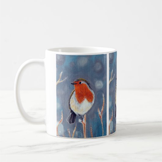 Winter Robin Painting Kaffeetasse (Links)