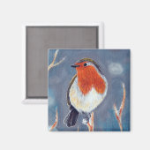 Winter Robin Painting Magnet (Vorderseite/Rückseite)