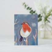 Winter Robin Painting Postkarte (Stehend Vorderseite)