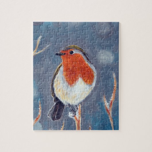 Winter Robin Painting Puzzle (Vertikal)