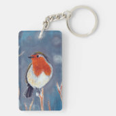 Winter Robin Painting Schlüsselanhänger (Rückseite)