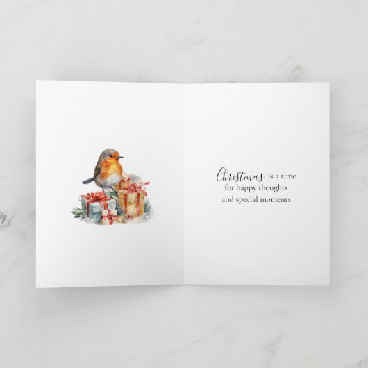 Winter Robin Pine Christmas Card Karte (Innenseite)