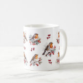 Winter Robin Red Berries Weihnachten Kaffeetasse (VorderseiteRechts)