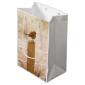 Winter Robin RedBrust Mittlere Geschenktüte (Vorderseite Schrägansicht)