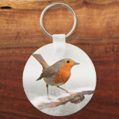 Winter Robin RedBrust Schlüsselanhänger (Vorderseite)