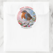 Winter Robin RedBrustfest Frohe Weihnachten Runder Aufkleber (Tasche)