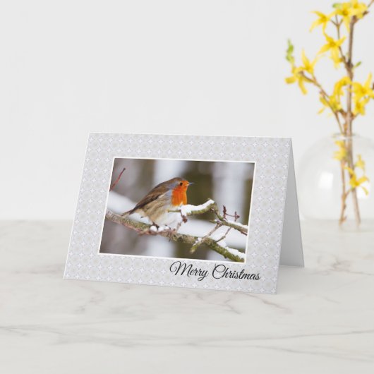 Winter Robin Weihnachtskarte Karte (Gelbe Blume)