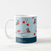 Winter Robins auf Baumzweigen Niedliches Vogelmust Kaffeetasse (Links)