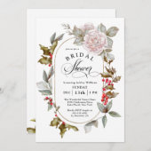 Winter Romance Floral und Evergreens Brautparty Einladung (Vorne/Hinten)