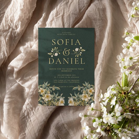 Winter Romantische Florals Hochzeit Einladung