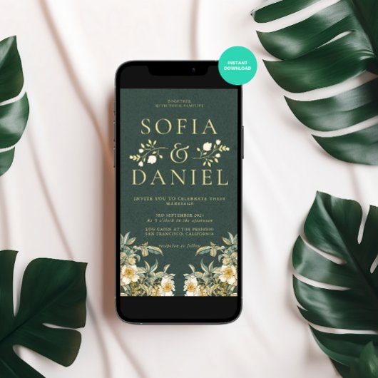 Winter Romantische Florals Hochzeit Einladung