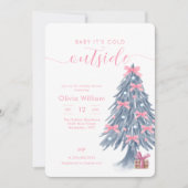 Winter-Rosa-Bogen-Weihnachtsbaum-Baby-Party Einladung (Vorderseite)