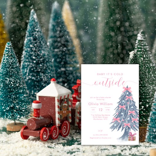 Winter-Rosa-Bogen-Weihnachtsbaum-Baby-Party Einladung