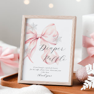 Winter Rosa Bogen Windel-Raffle-Tischschild Poster