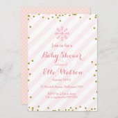 Winter-rosa GoldBabyparty-Einladung Einladung (Vorne/Hinten)