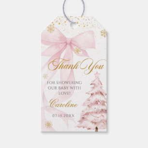 Winter-Rosa-Schleife-Baby-Kälte-Draußen-Baby-Showe Geschenkanhänger