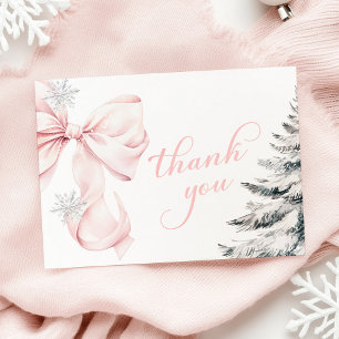 Winter-Rosa-Schleife-Baby-Party Dankeskarte