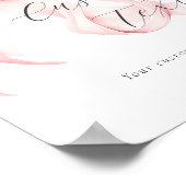 Winter Rosa Schleife Individueller Text Tischschil Poster (Ecke)